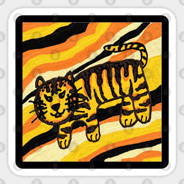 tigers, vintage tigers  patterns, oil painting Sticker by zzzozzo